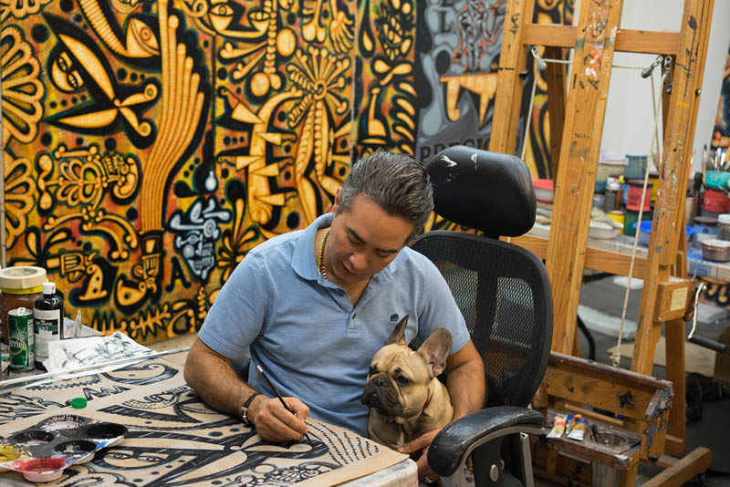 Carlos Luna working with his dog Churro, 2017